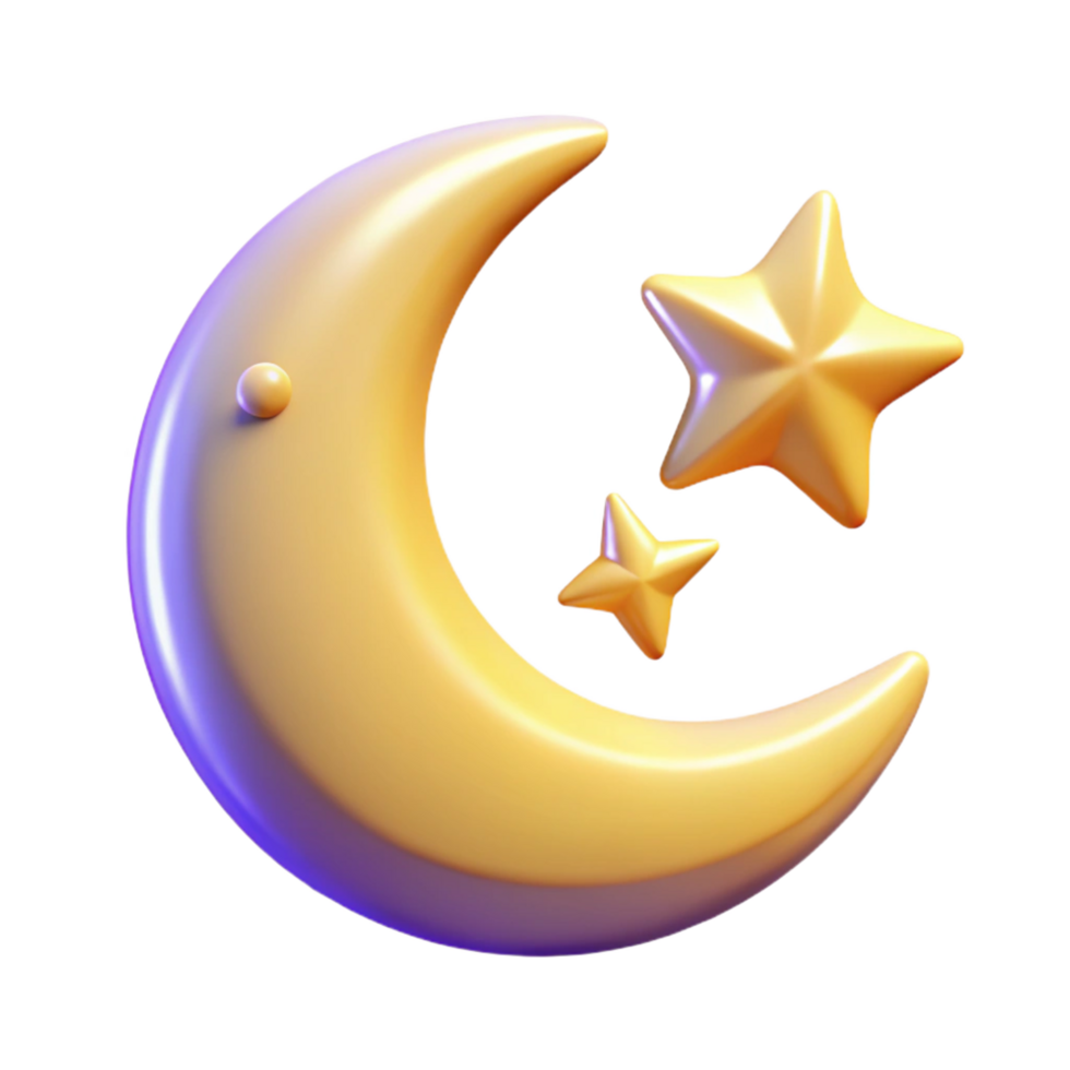 wonderful vintage Crescent Moon and Stars Digital Render of Night Sky authentic png