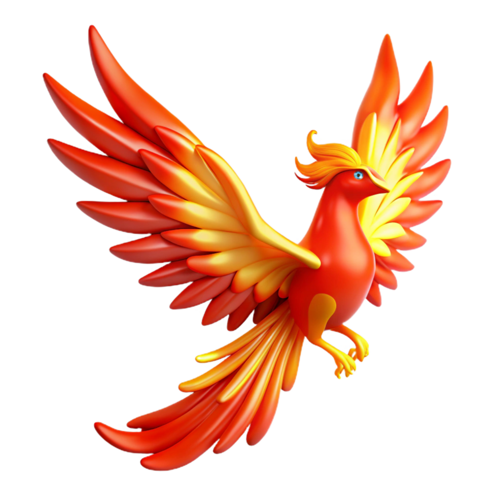 magnificent minimalist Majestic Firebird in Flight Digital Render of Mythical Creature high quality png