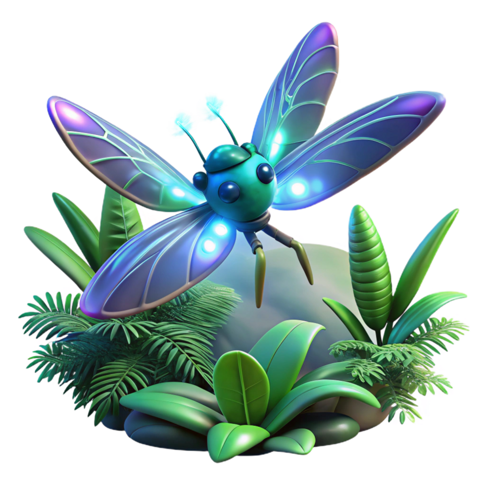 stunning creative Glowing 3D Dragonfly Illustration high resolution png