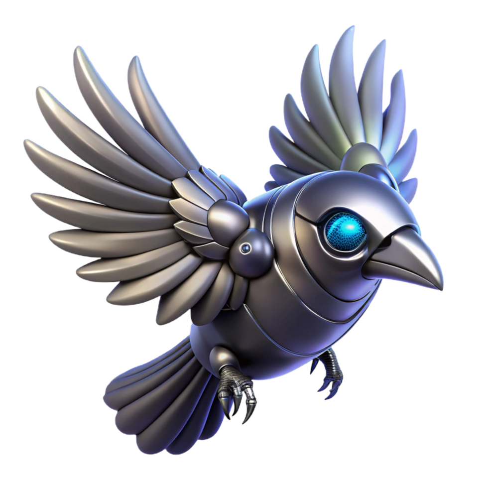 elegant abstract Mechanical Avian Digital Render of a Robotic Bird in Flight exclusive png