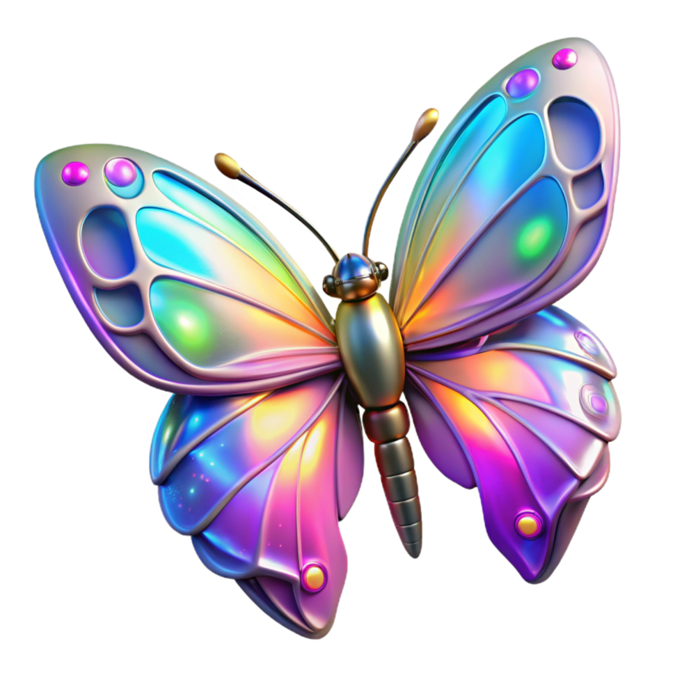 vibrant rustic Iridescent Butterfly A Digital Render of a Colorful Insect 4K png