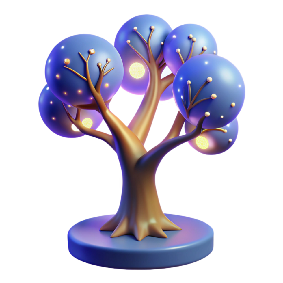 impressive modern Glowing Orb Tree Digital Render of Fantasy Tree with Illuminated Fruit high quality png