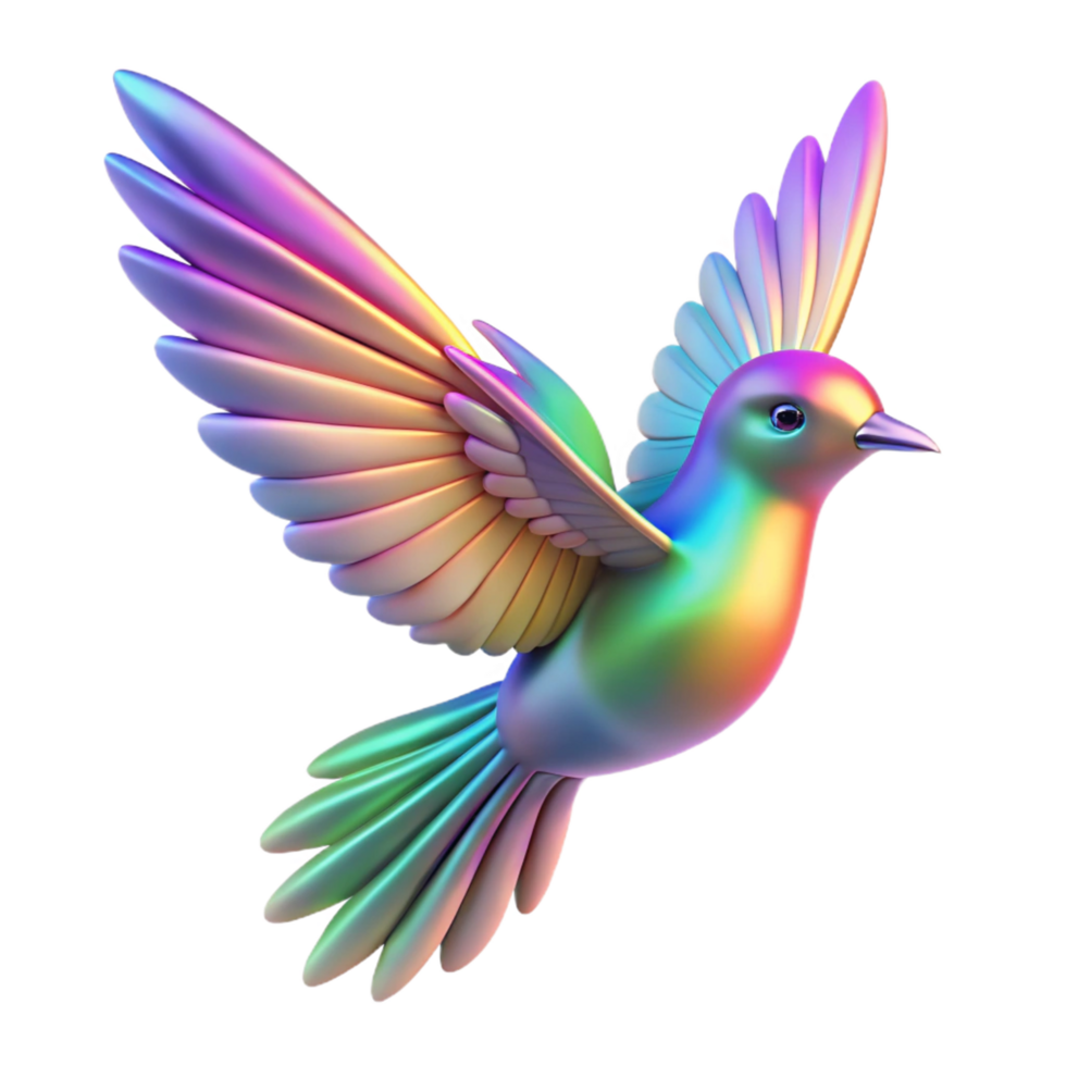 stunning modern Iridescent Bird in Flight A Digital Render of a Colorful Avian authentic png