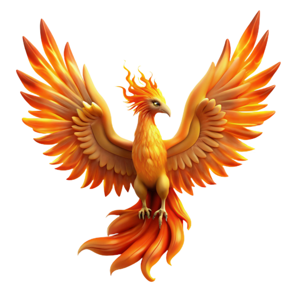 serene modern Majestic Firebird Mythical Creature with Fiery Wings and Tail detailed png