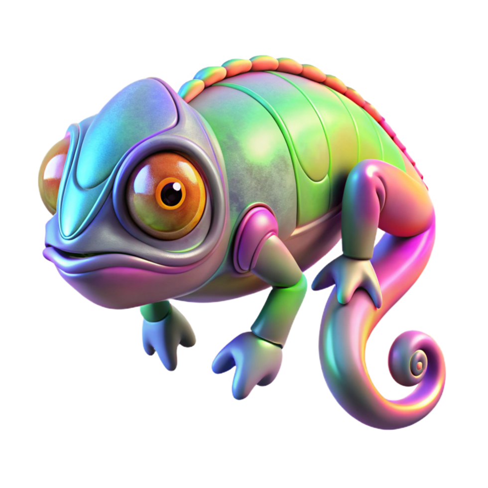 stunning contemporary Iridescent Chameleon Digital Render of a Colorful Reptile premium png
