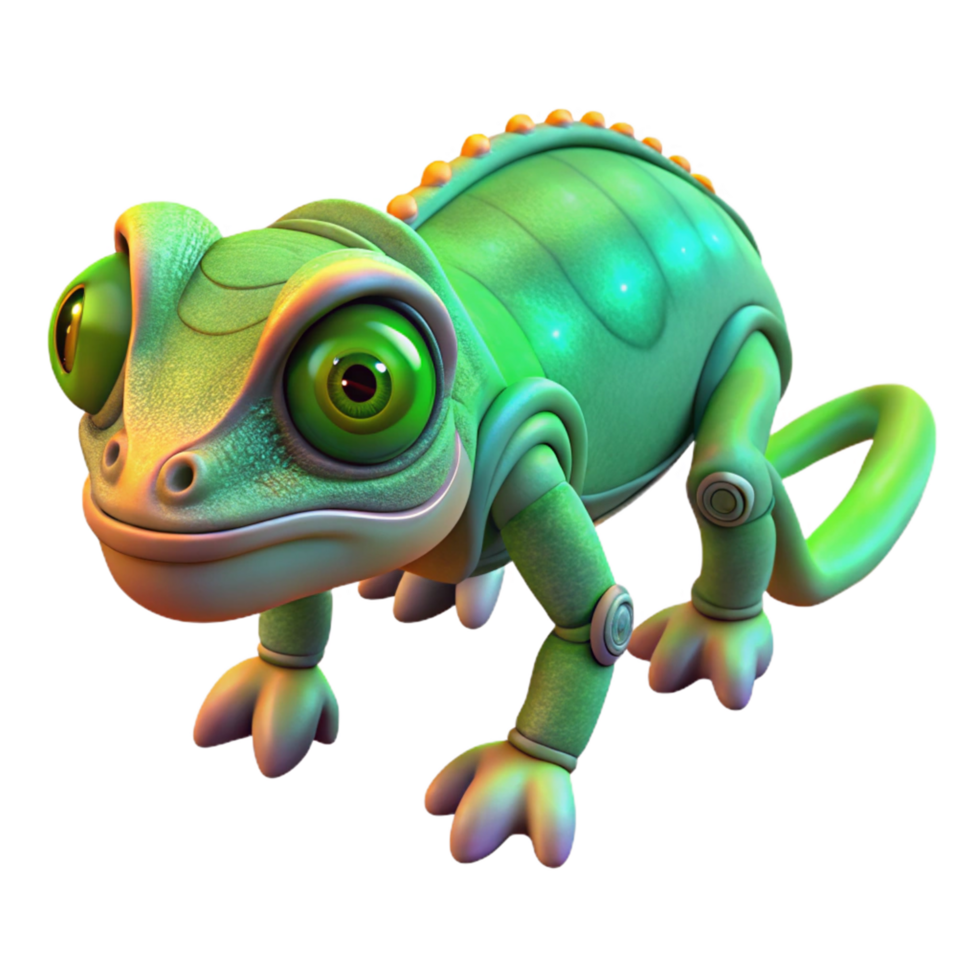 serene abstract Digital Render of a Robotic Chameleon authentic png