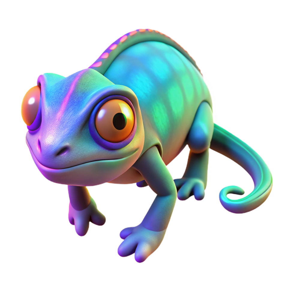 vibrant classic Vibrant Chameleon Digital Render of a Colorful Reptile professional png