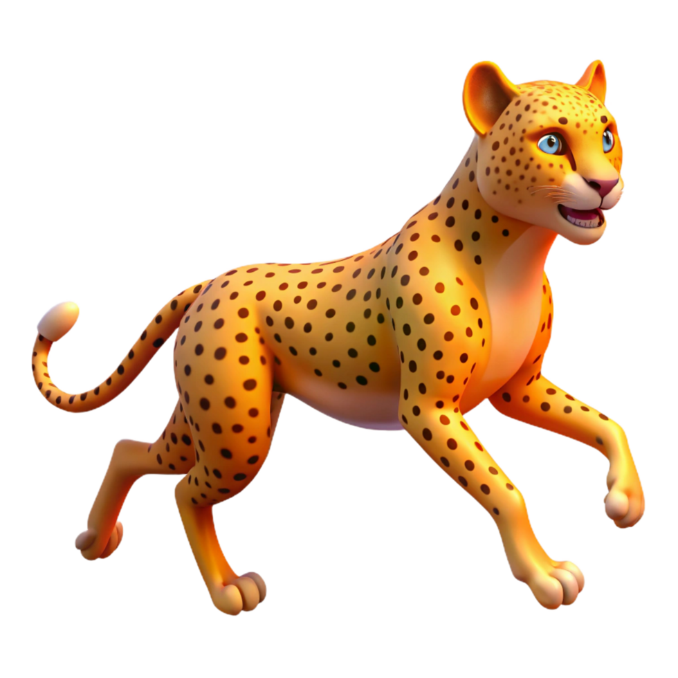 extraordinary creative Animated Cheetah Digital Render of a Running Big Cat 4K png