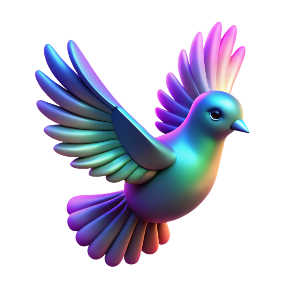 beautiful contemporary Iridescent Bird in Flight A Digital Render of a Colorful Avian premium png