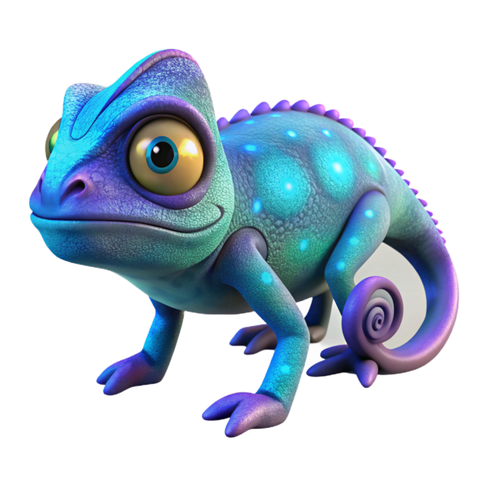 serene rustic Vibrant Chameleon Digital Render of a Colorful Reptile 4K png