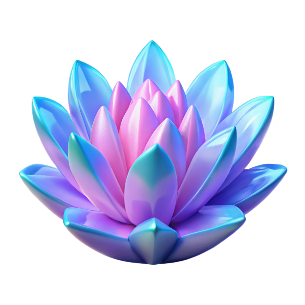 magnificent minimalist Iridescent Lotus Flower Digital Render of a Colorful Bloom genuine png