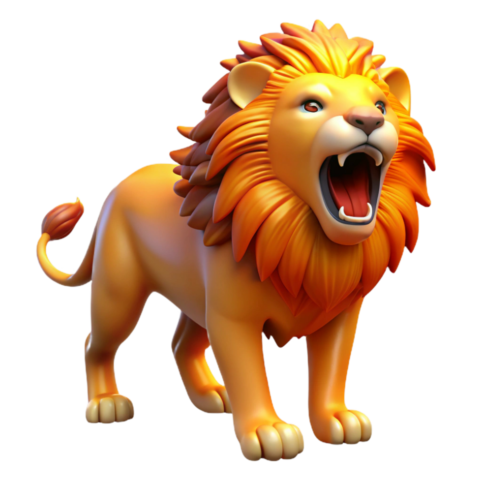 wonderful creative Roaring Lion Digital Render of a Cartoon Lion genuine png