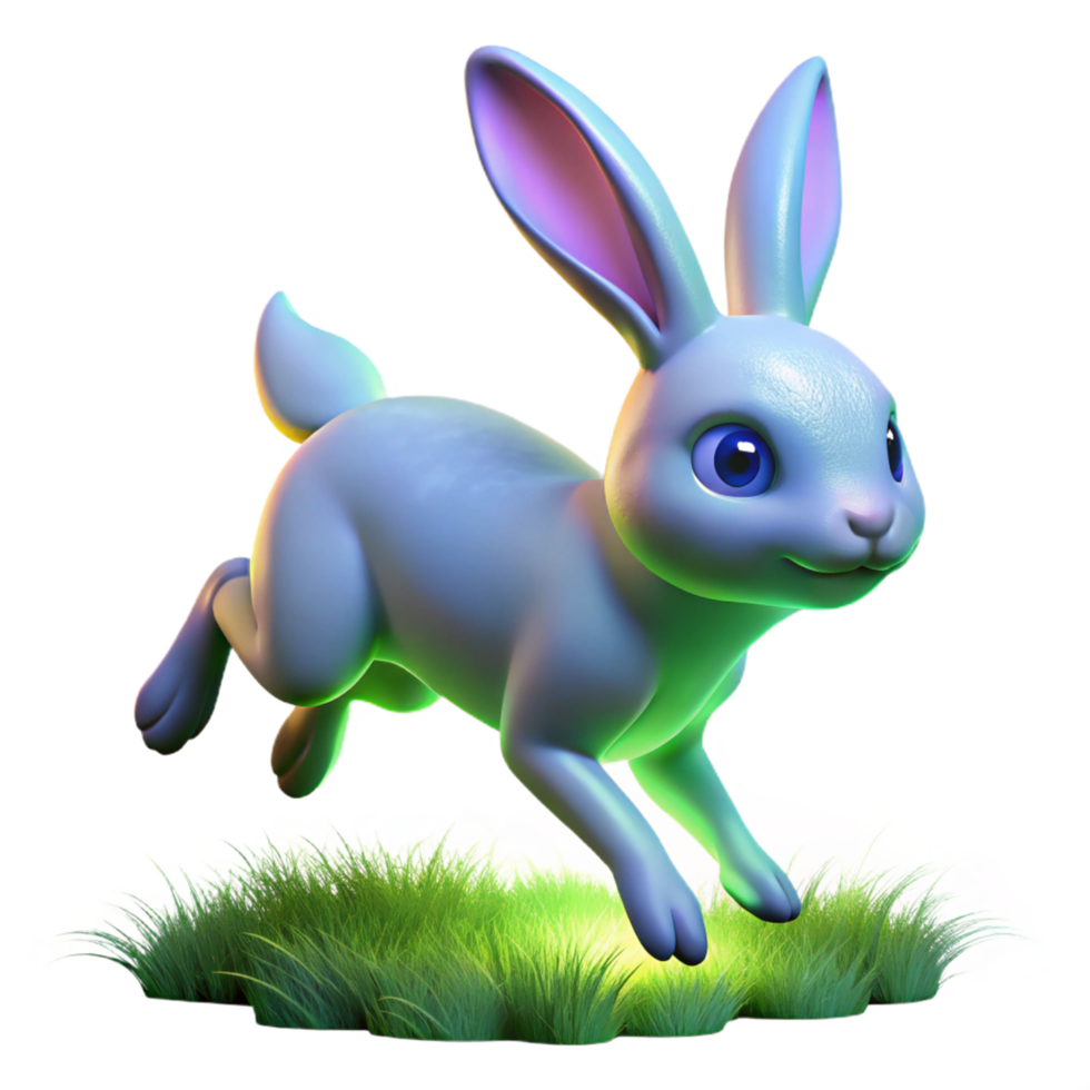 wonderful minimalist Digital Render of a Cute Bunny Hopping in Grass exclusive png