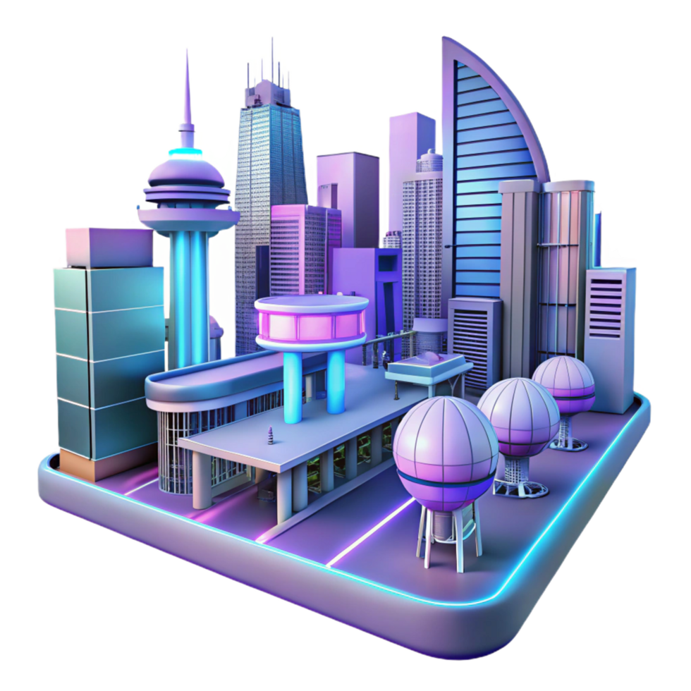 dramatic modern Futuristic Cityscape A Digital Model of a Modern Metropolis high resolution png