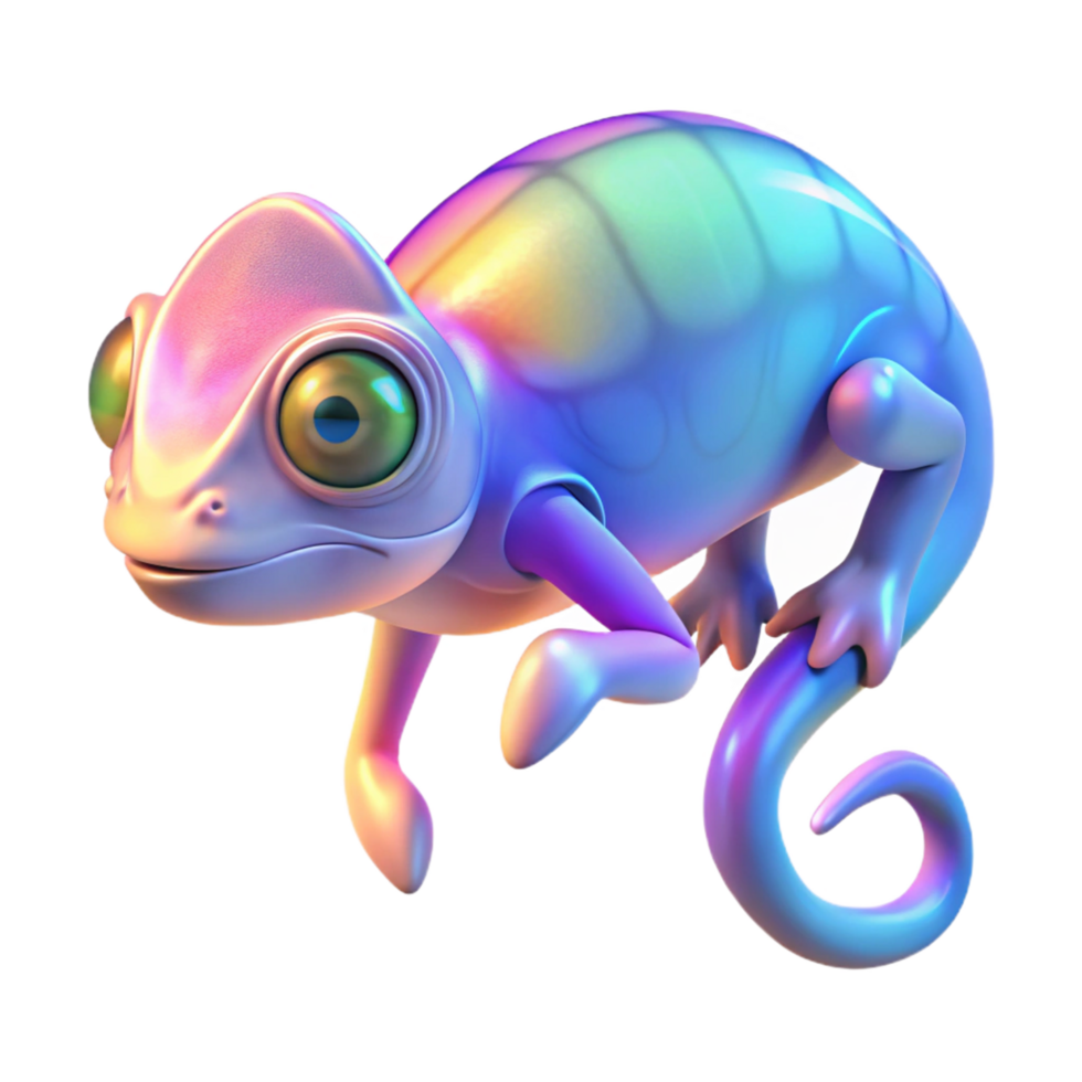 impressive classic Iridescent Chameleon Digital Render of a Colorful Reptile high resolution png