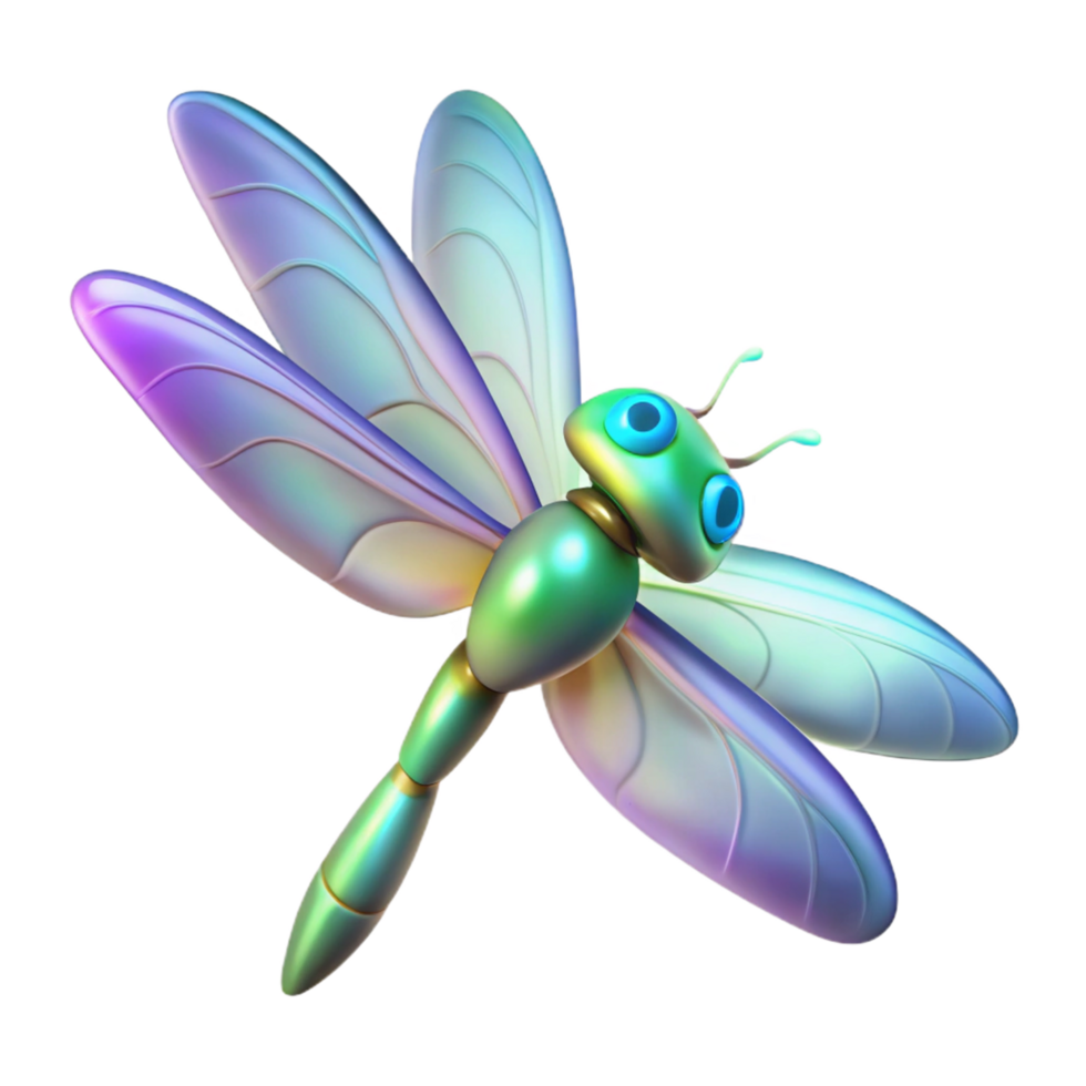 beautiful rustic Iridescent Dragonfly Digital Render of a Colorful Insect 4K png