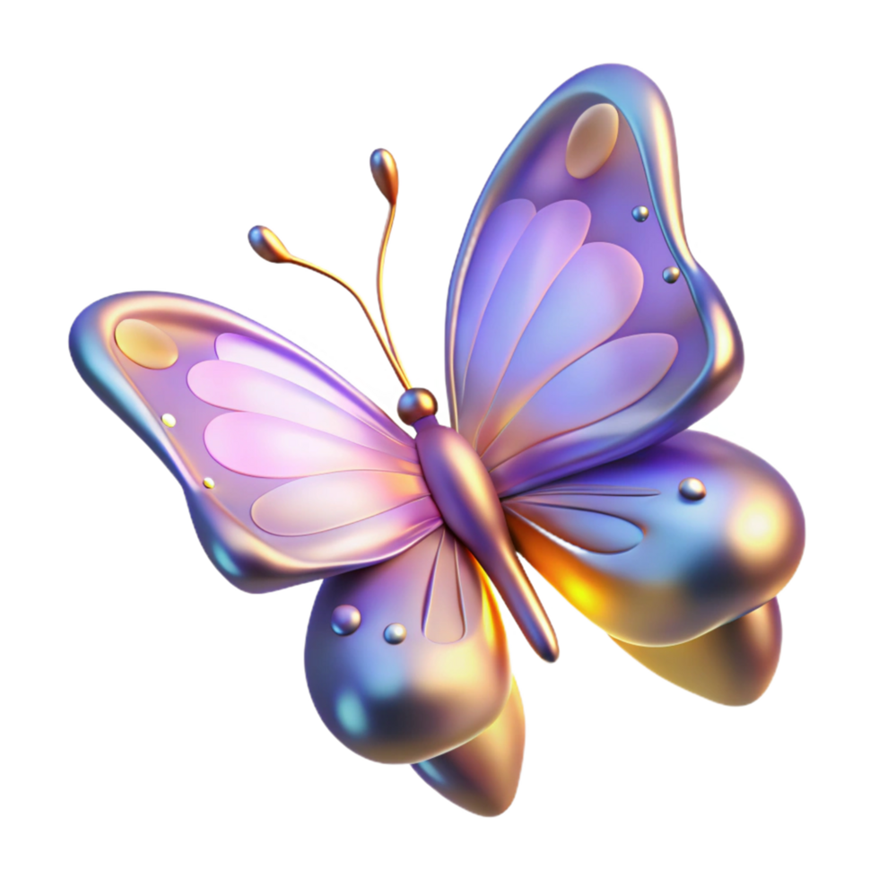 serene artistic Iridescent Butterfly Digital Render of a Colorful Insect high resolution png