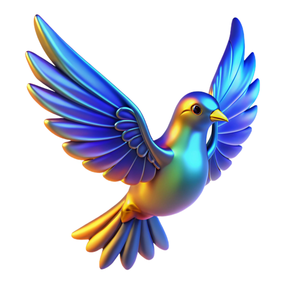 elegant creative Iridescent Bird in Flight Digital Render of a Colorful Avian professional png