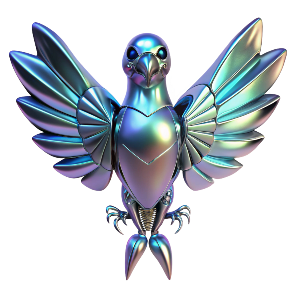 dramatic abstract Cybernetic Avian A Futuristic Metal Bird in Flight professional png