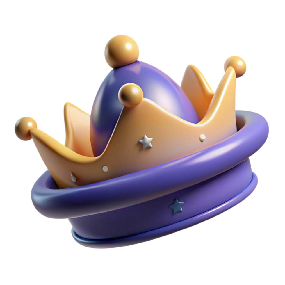 extraordinary vintage Digital Render of a Cartoon Crown with Stars premium png