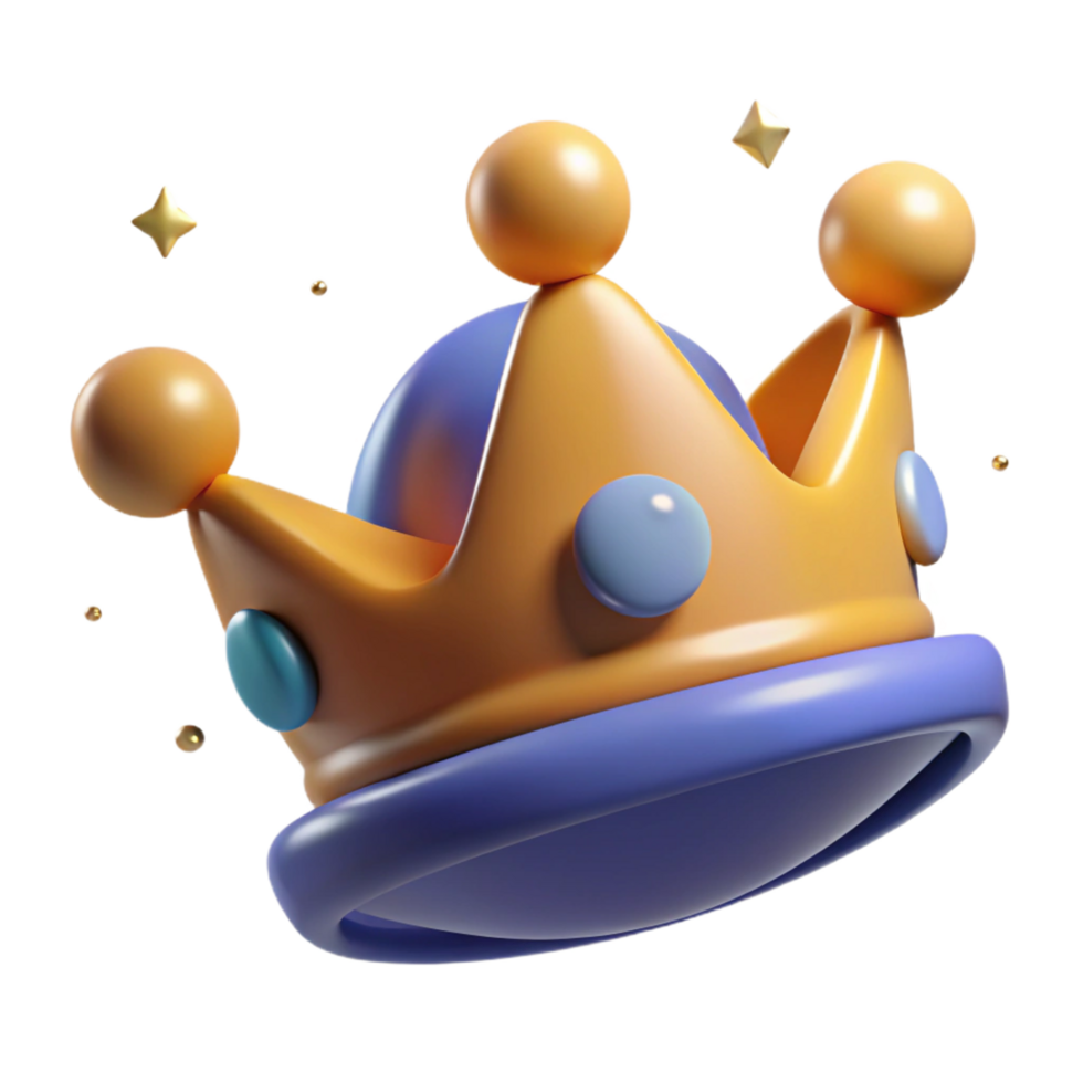 beautiful abstract Digital Render of a Cartoon Crown with Stars high resolution png