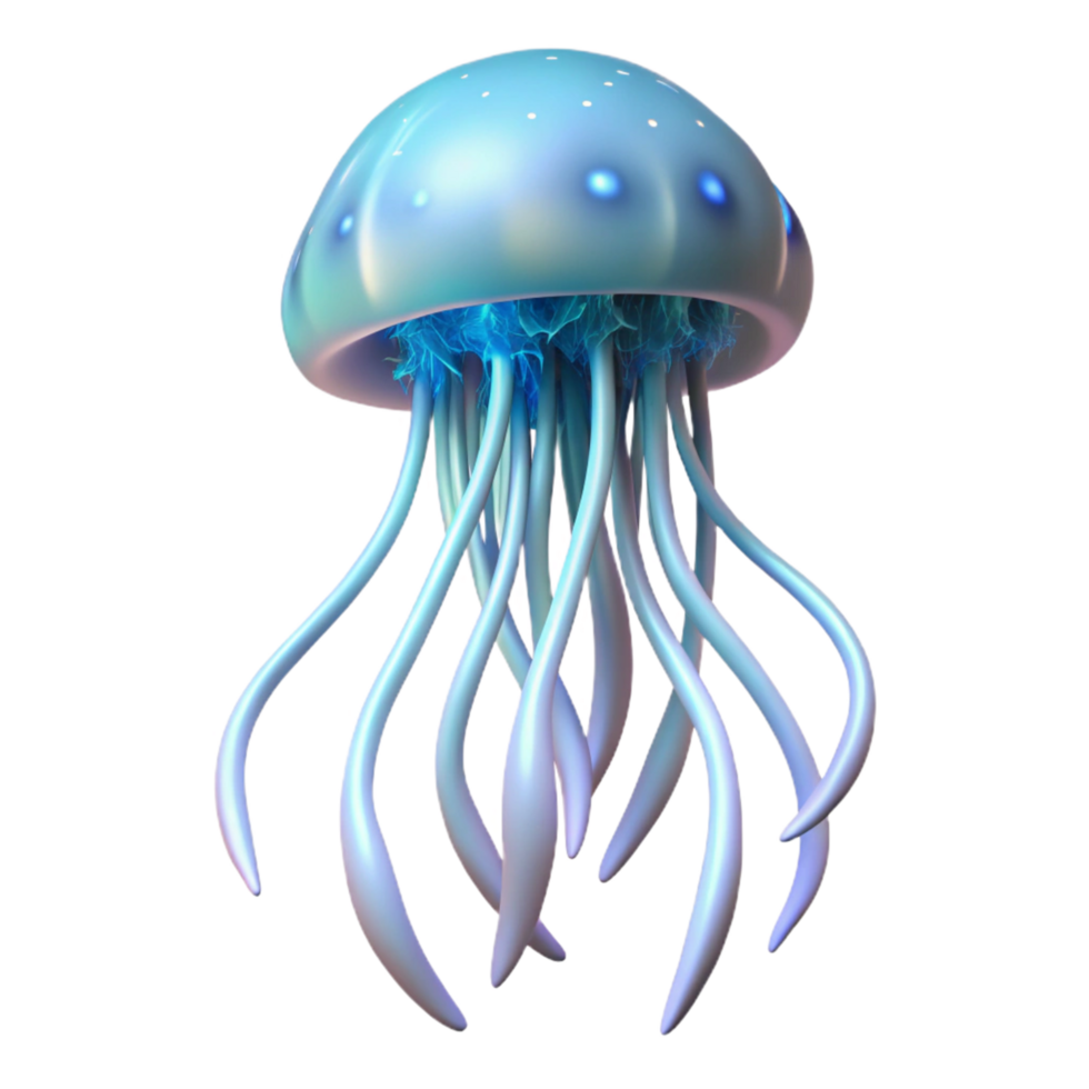 extraordinary classic Luminous Jellyfish Digital Render of Bio luminescent Aquatic Life original png