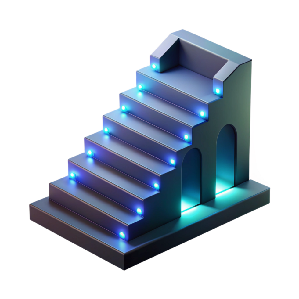 elegant rustic Illuminated Steps Leading to Archway Digital Render genuine png