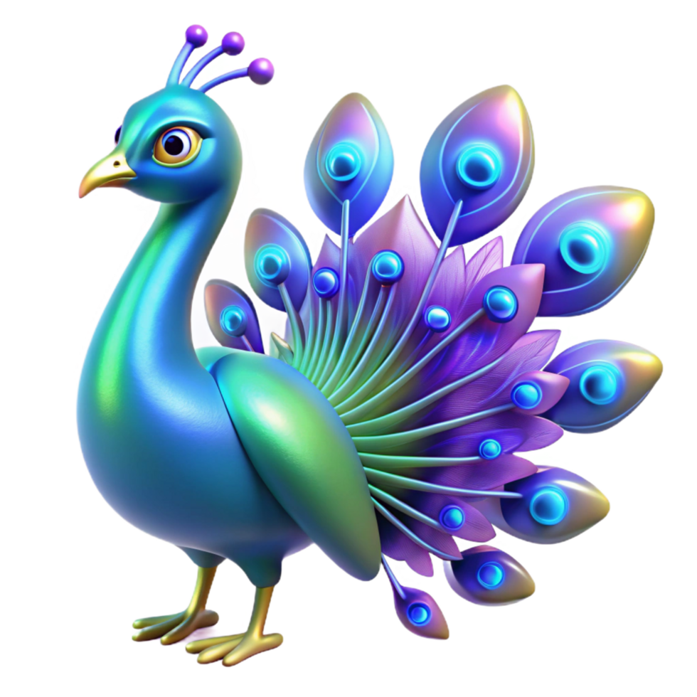 vibrant contemporary Vibrant Peacock Digital Render of Iridescent Plumage 4K png