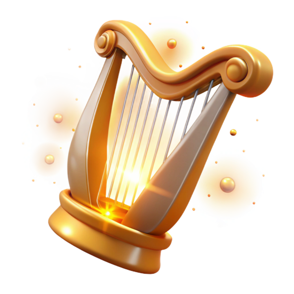 beautiful abstract Golden Harp A Symphony of Light and Sound authentic png
