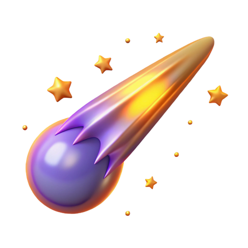magnificent rustic Shooting Star Digital Render Celestial Body with Glowing Trail and Stars high resolution png