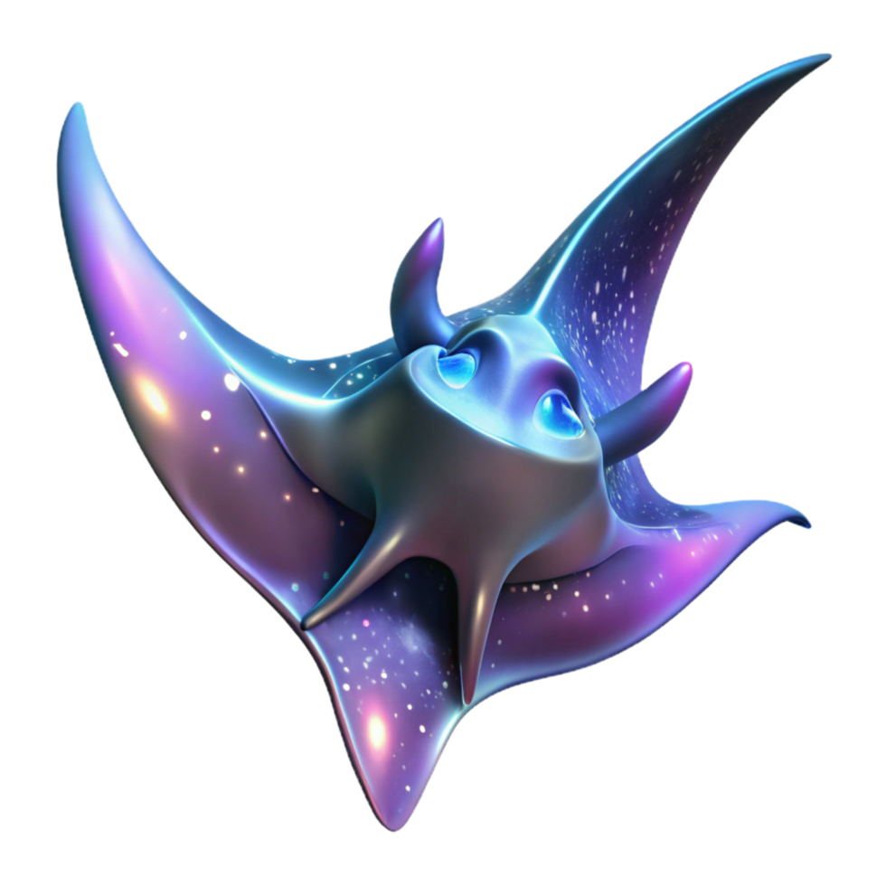 elegant modern Cosmic Ray A Digital Render of a Bio luminescent Aquatic Creature professional png