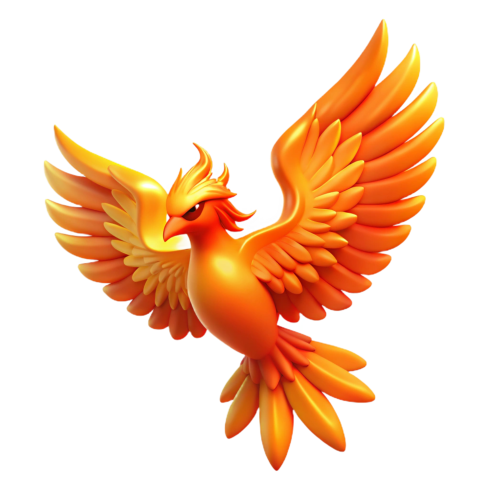 vibrant modern Majestic Firebird in Flight Digital Render of Mythical Creature high quality png