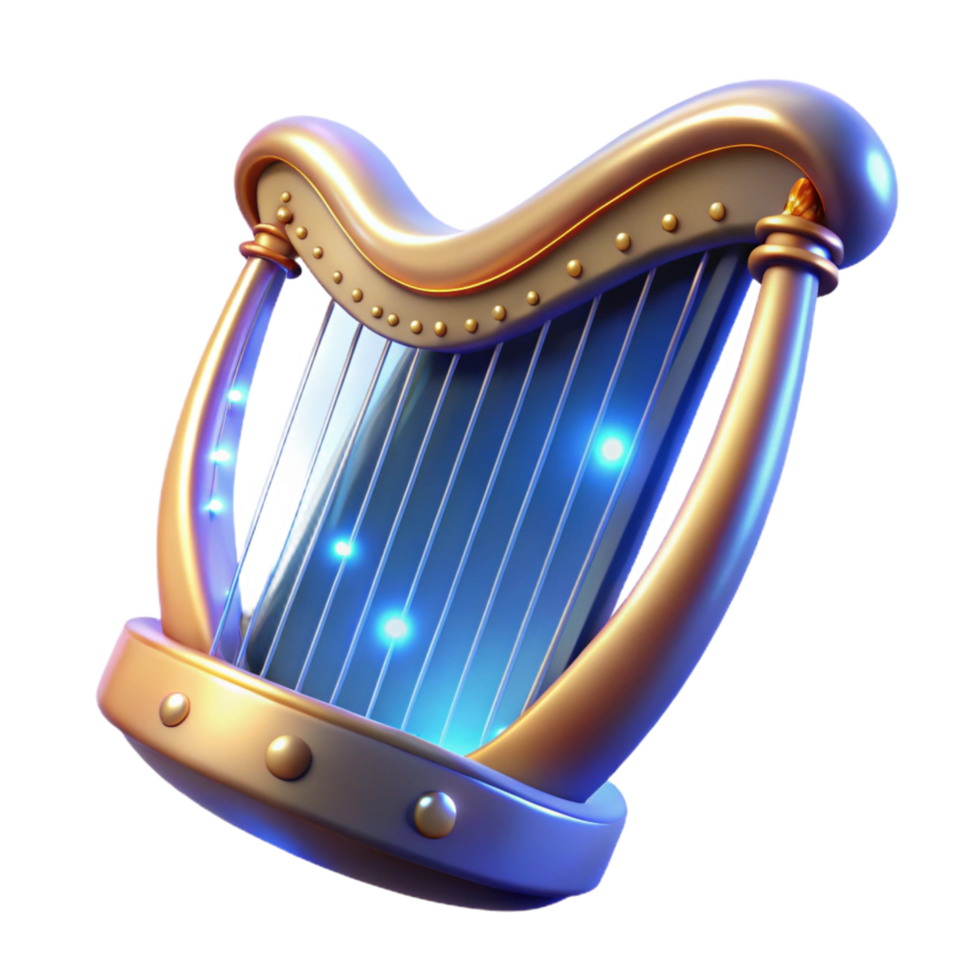 stunning modern Luminous Harp A Digital Render of a Magical Musical Instrument high resolution png