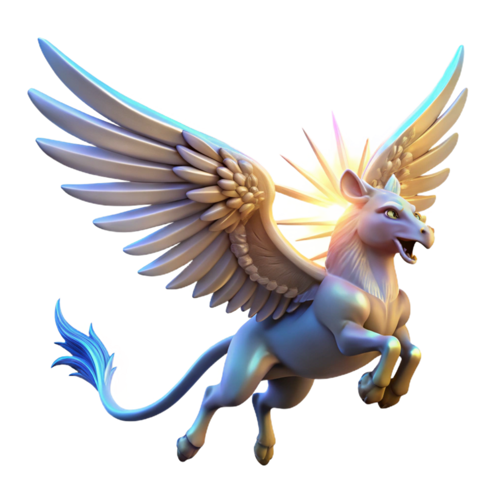 dramatic traditional Majestic Winged Horse Fantasy Creature Art professional png