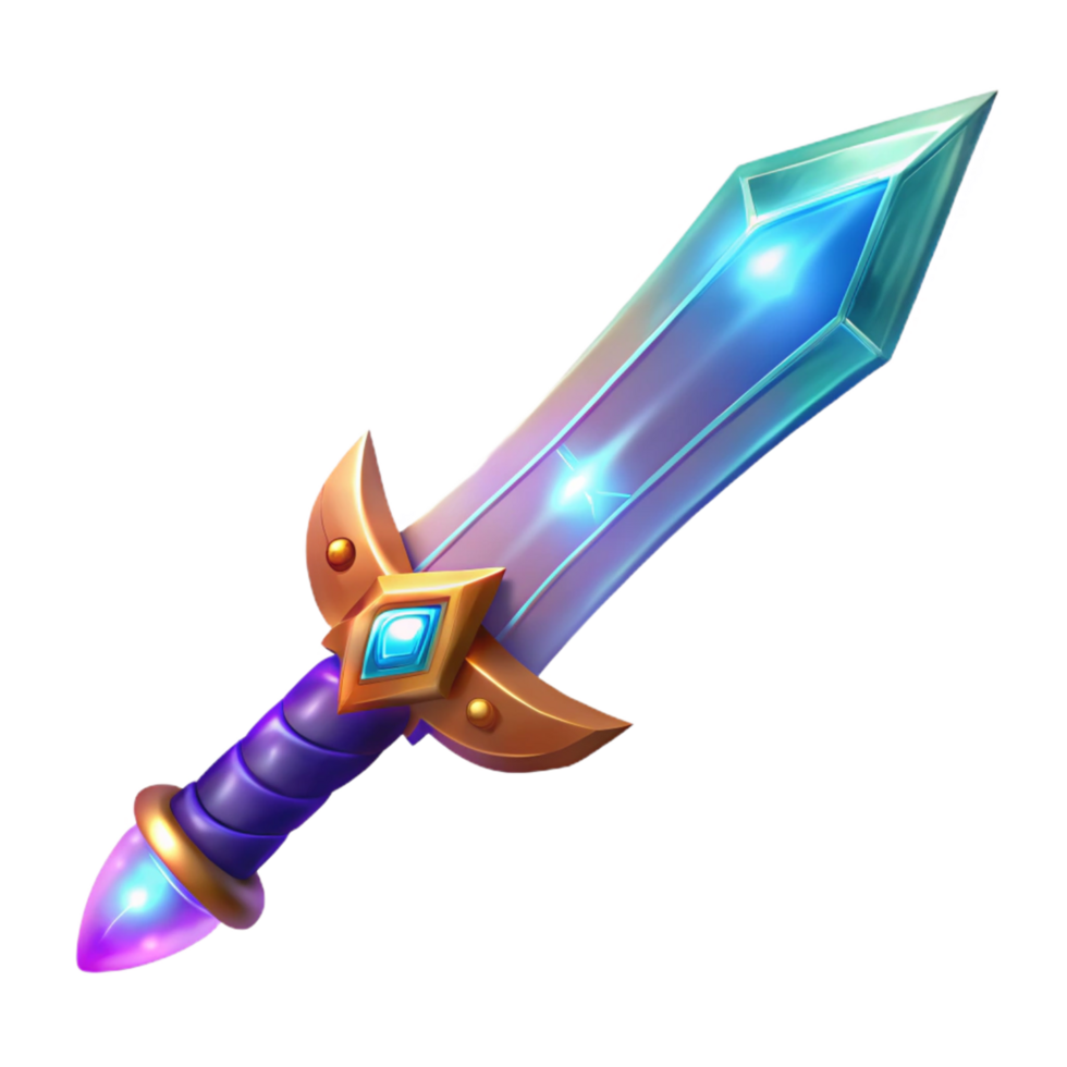 vibrant modern Luminous Crystal Sword Fantasy Game Asset premium png