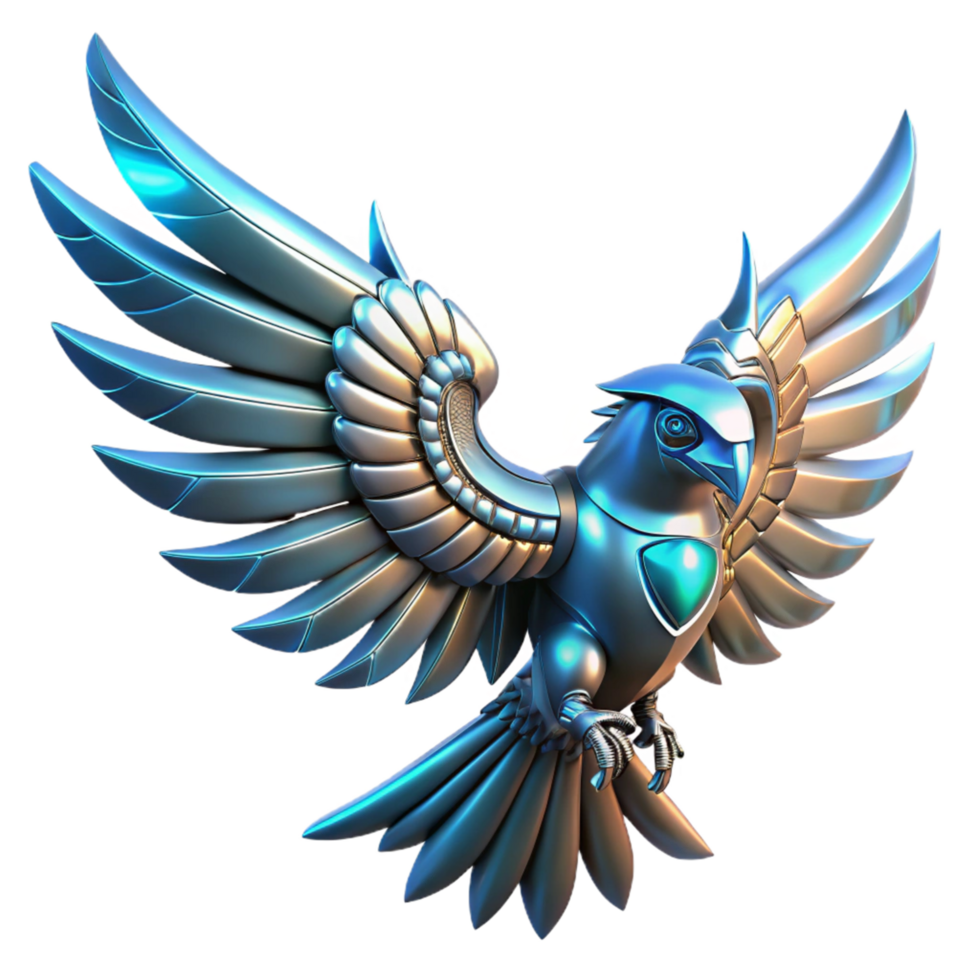 beautiful vintage Mechanical Avian A Digital Render of a Robotic Bird in Flight high resolution png