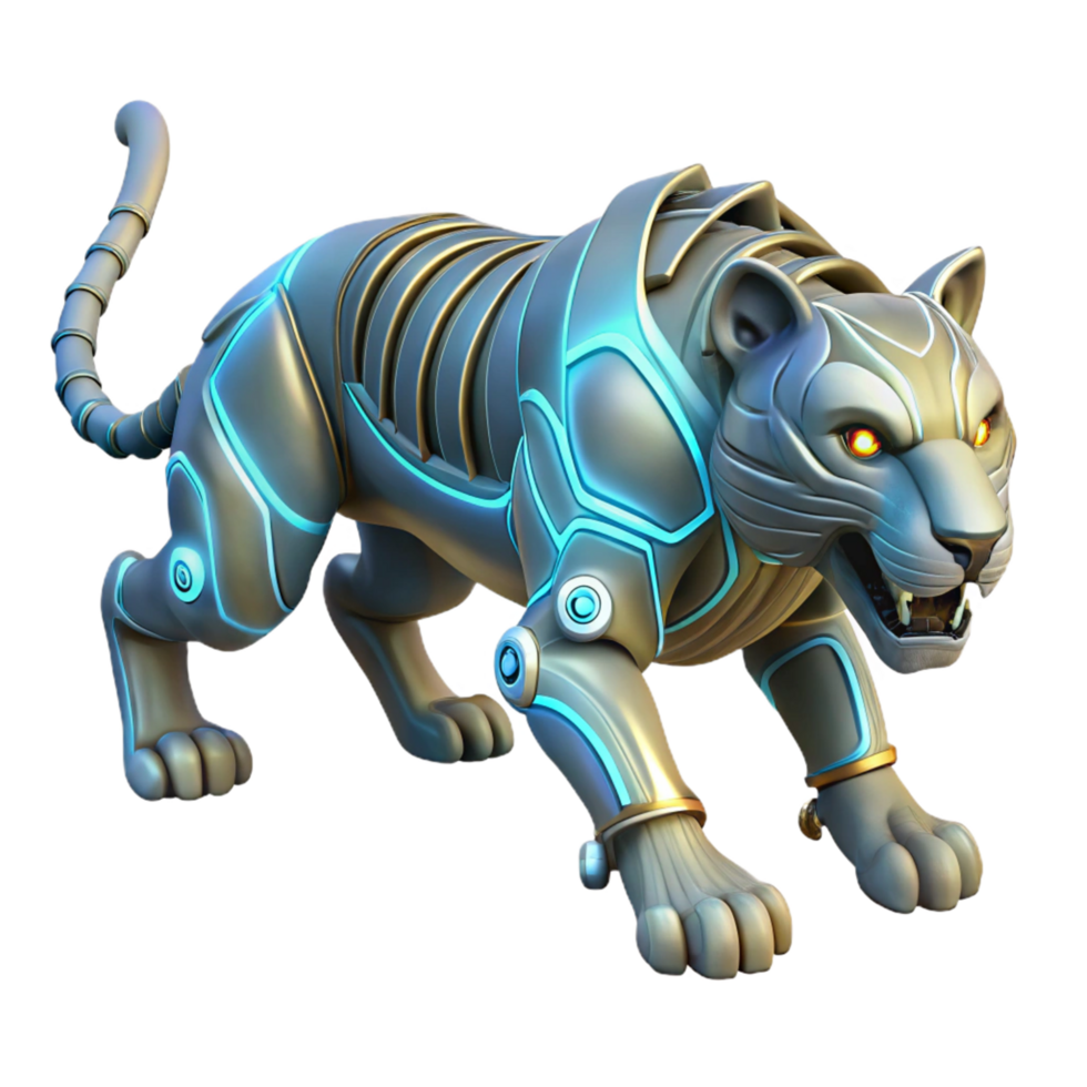 magnificent minimalist Cybernetic Big Cat Futuristic Robotic Animal Design genuine png