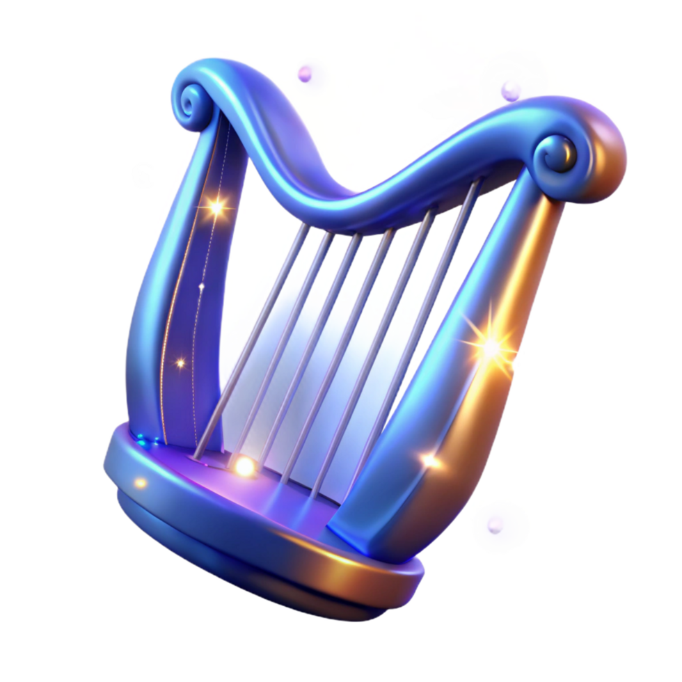wonderful rustic Luminous Harp A Digital Render of a Magical Musical Instrument exclusive png