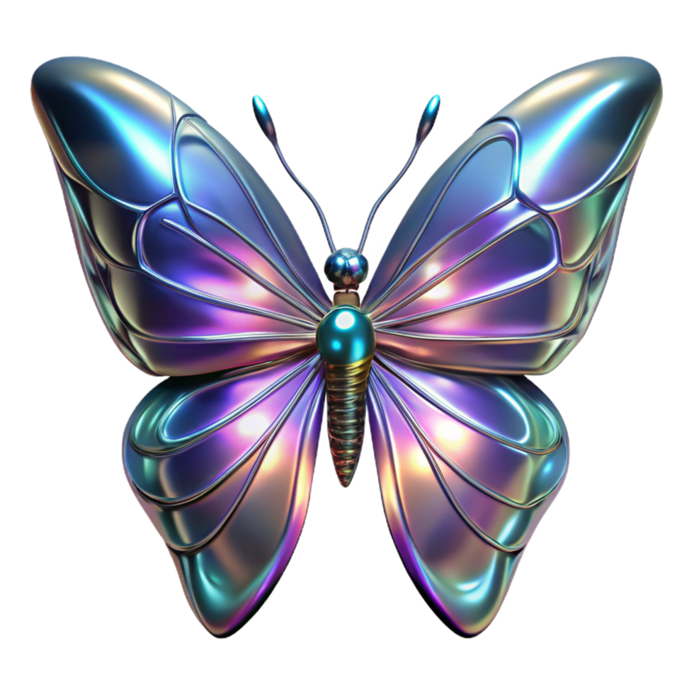 magnificent minimalist Iridescent Butterfly A Digital Render of a Metallic Insect premium png