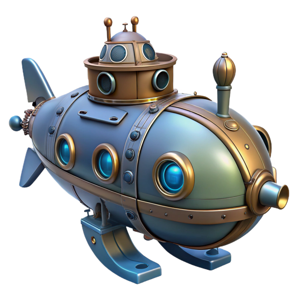 dramatic rustic Steampunk Submarine A Digital Render of a Vintage Underwater Vessel high resolution png