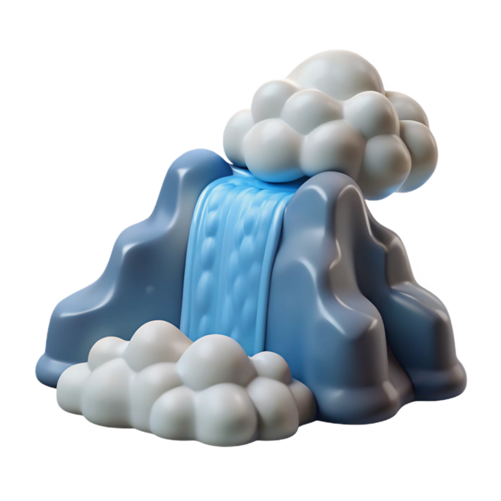 extraordinary creative Digital Render of a Cartoon Waterfall with Clouds professional png
