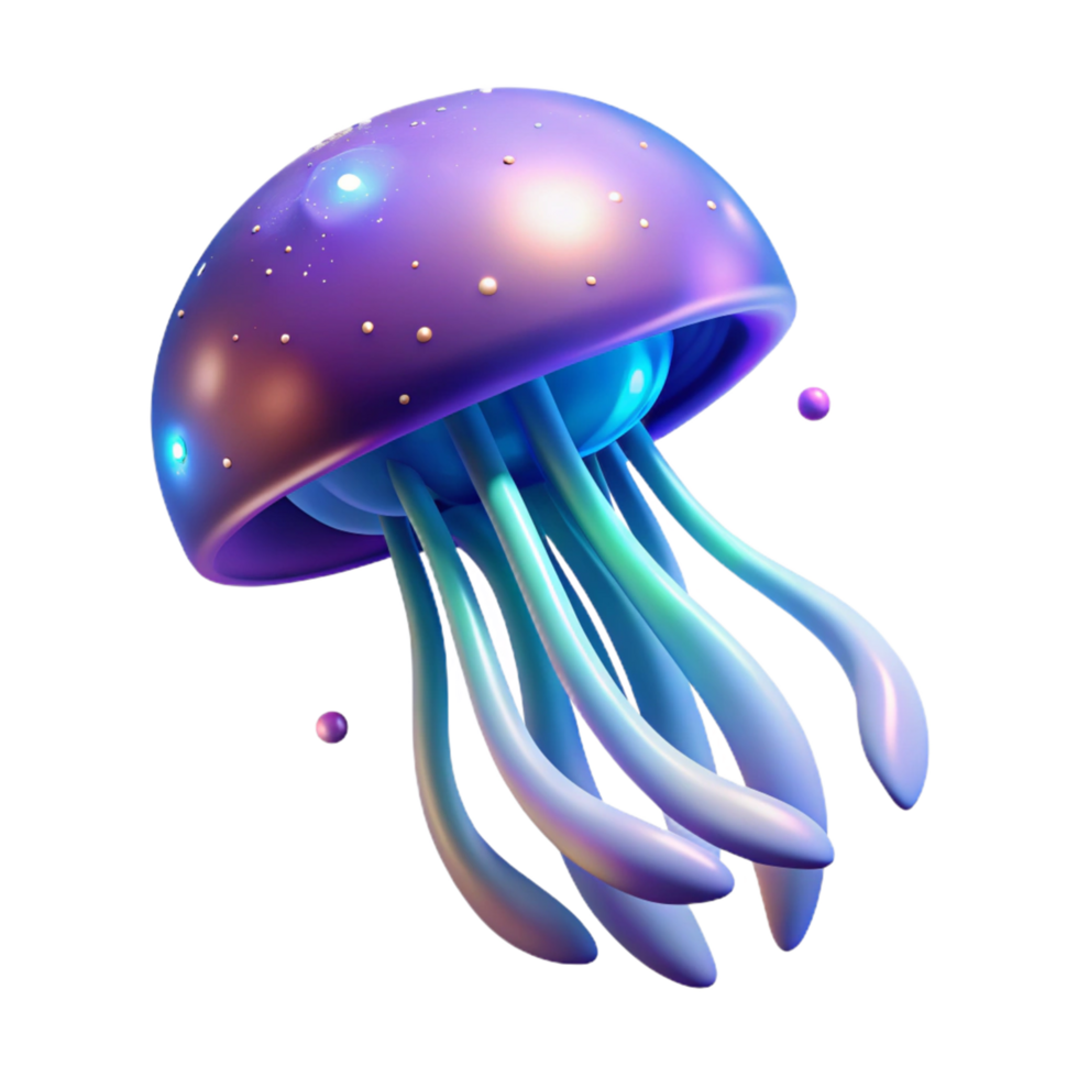wonderful minimalist Glowing Jellyfish Digital Render of a Bioluminescent Aquatic Creature 4K png