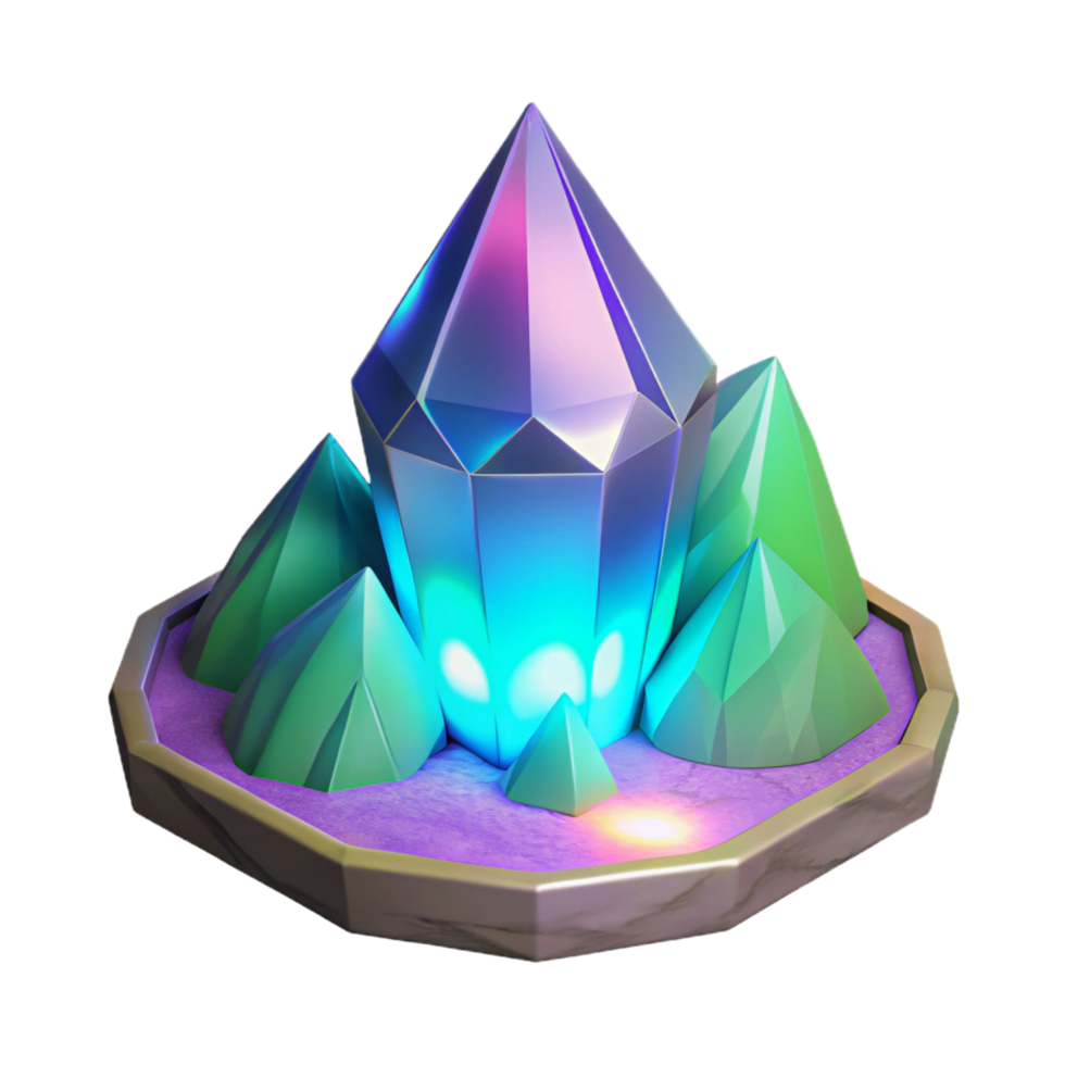 serene traditional Luminous Crystal Cluster A Digital Render of Sparkling Gems detailed png