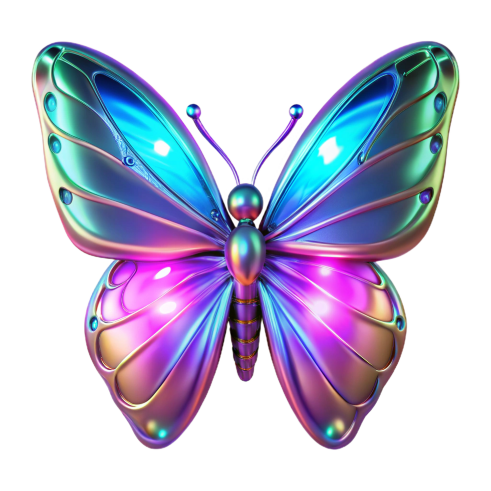 elegant artistic Iridescent Butterfly A Digital Render of a Colorful Insect detailed png
