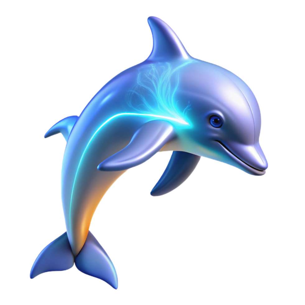 elegant artistic Glowing Dolphin Digital Render of Aquatic Mammal high quality png