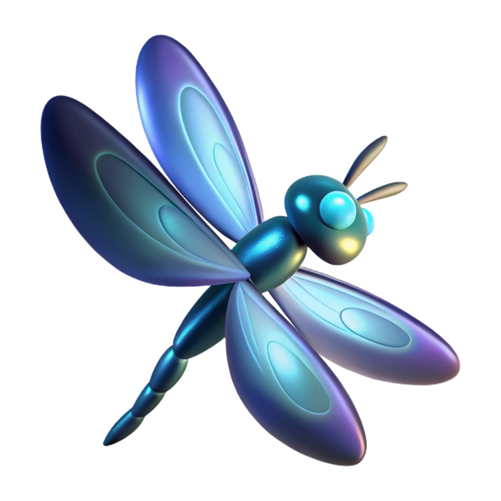 vibrant traditional Digital Render of a Dragonfly with Iridescent Wings high quality png