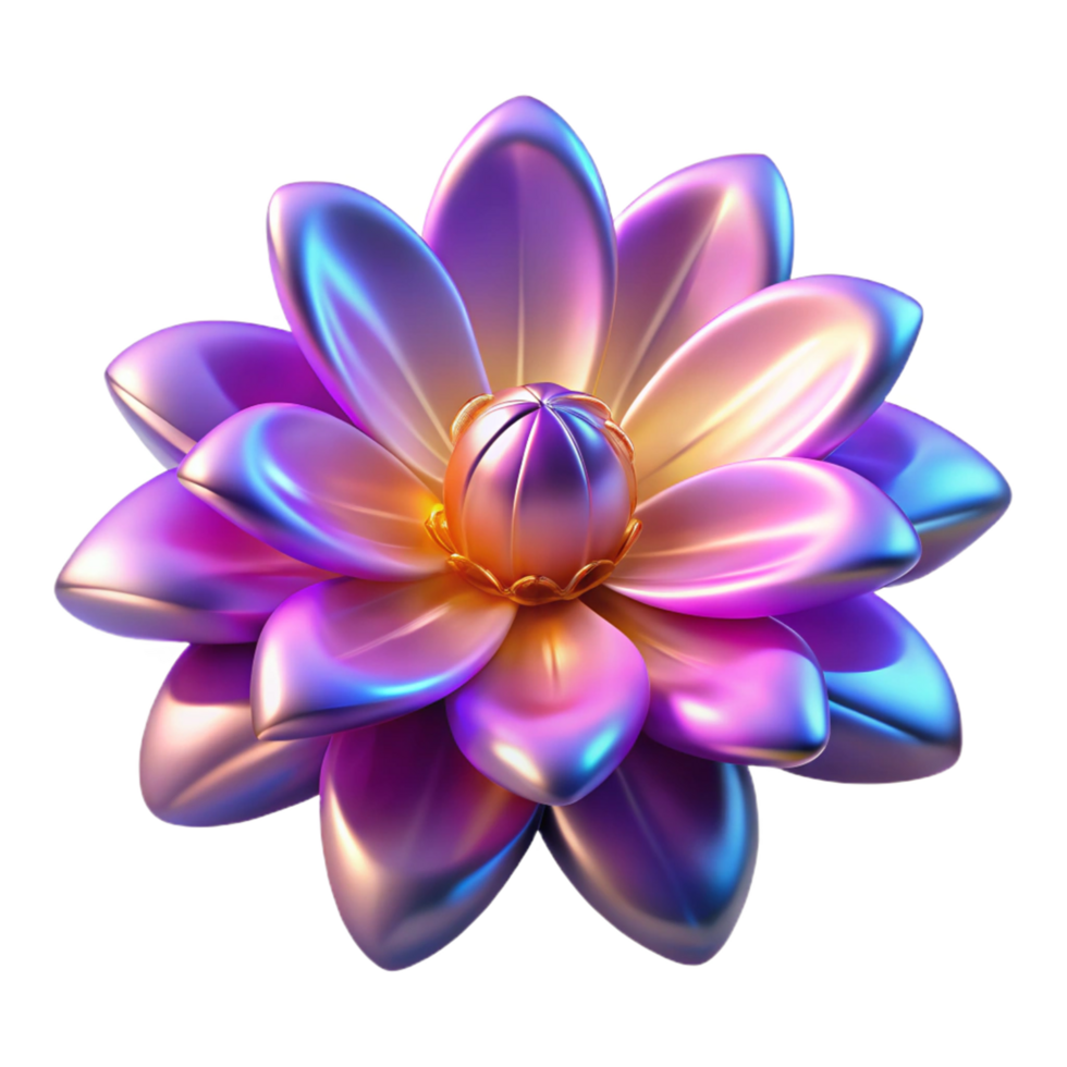 elegant artistic Iridescent Bloom A Digital Render of a Metallic Flower original png