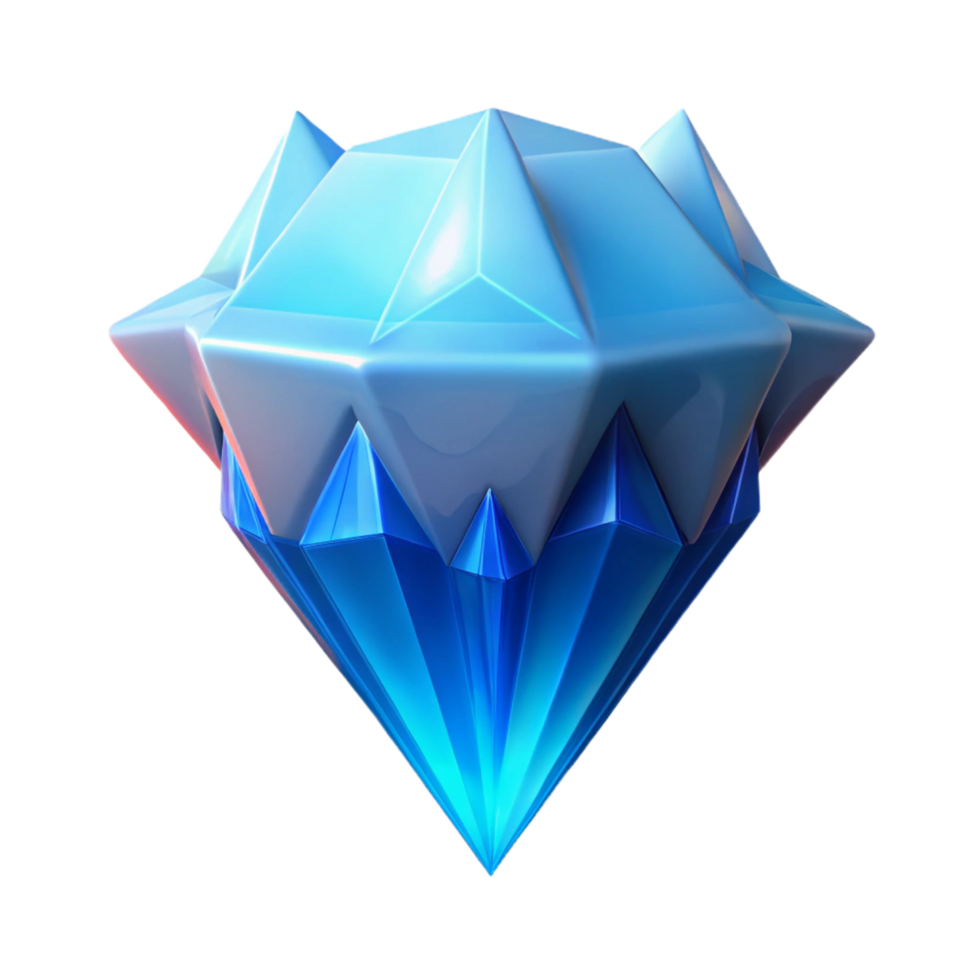 elegant traditional Luminous Blue Gem Digital Render of a Sparkling Crystal authentic png