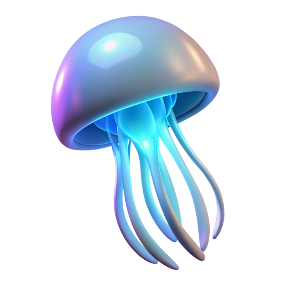 stunning traditional Digital Render of a Bio Luminescent Jellyfish high resolution png