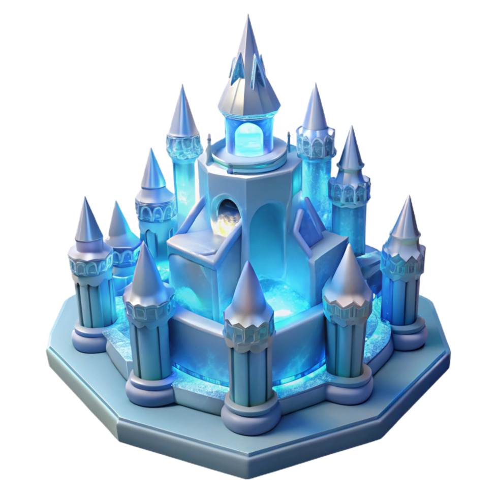 elegant minimalist Enchanted Ice Castle A Digital Render of a Fantasy Fortress genuine png